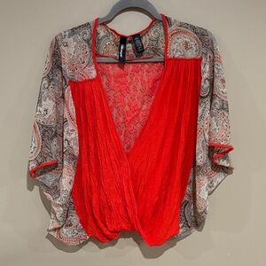 BKE buckle wrap style boho top